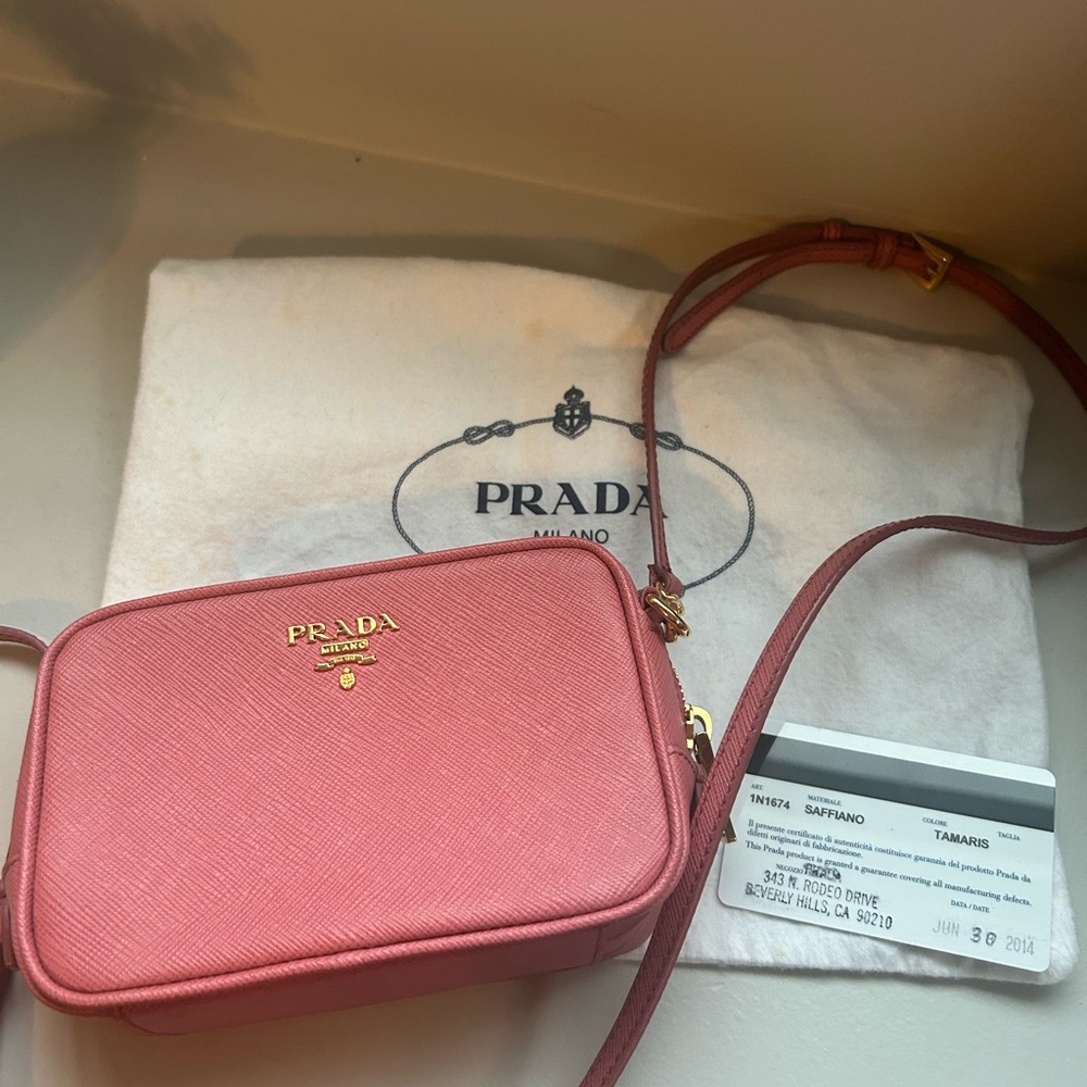 Prada Rose Crossbody Bag with Gold Accents